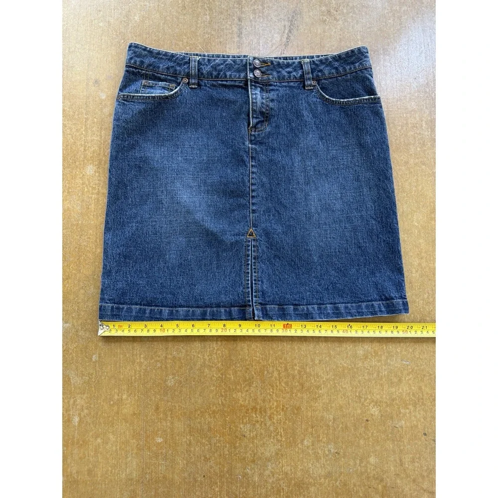 Roxy Jean Vintage Y2K Denim Mini Skirt Blue Mid Rise Size 13 34W Short Skater
